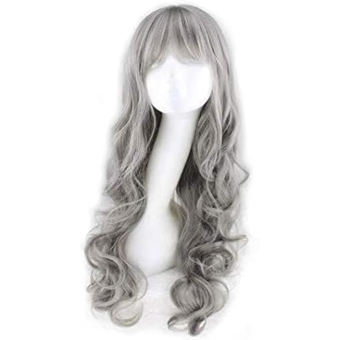 DILLARDS Fashion Long Curly Silver-Grey Lolita Celebrity Heat Resistant Cosplay Full Wig For Women - Image 4